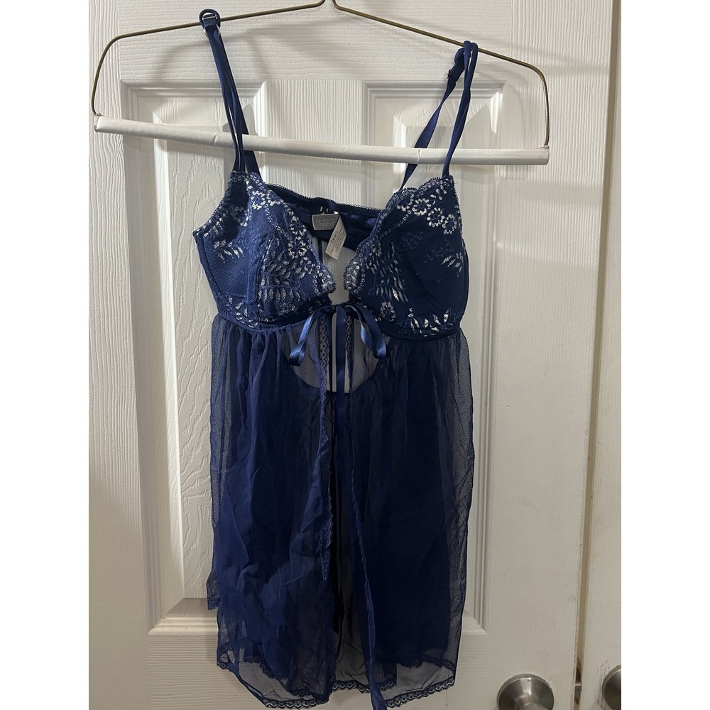 Victoria Secret Babydoll Lace Lingerie Sheer Bra Top Dress 38C Date Night